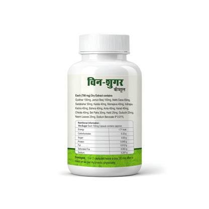 Vinner Healthcare Vin-Sugar Advanced Blood Sugar Support Formula, 60 Capsules, Ayurvedic Herbal Supplement (For both Men and Women)