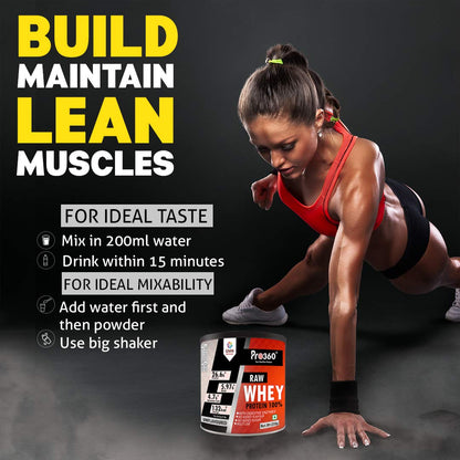 Pro360 Raw Whey Protein – Unflavoured, 250g, 26.6g Protein + 5.97g BCAA per Serving
