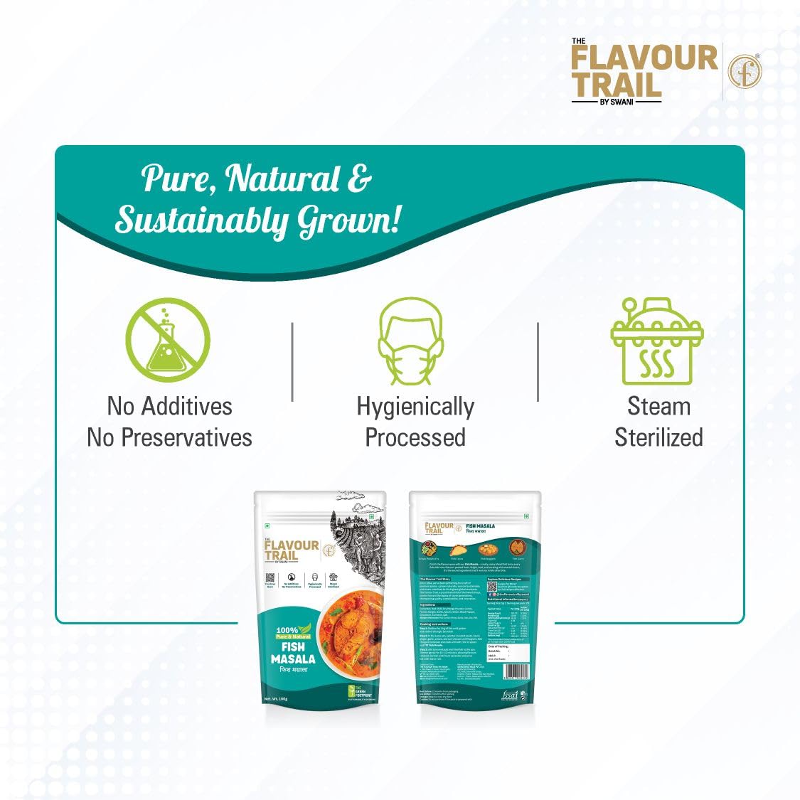 The Flavour Trail Pure & Natural Fish Masala | Perfect for Kerala, Malvani, Bengali & Tandoori Fish Dishes | Prawns Masala | Spicy & Tangy Masala for Seafood Lovers | Perfect for Fried Fish, Tandoori, & Gravy | 100g