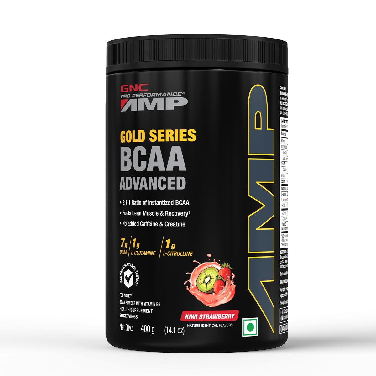 GNC AMP Gold Series BCAA Advanced | 400 gm | 30 Servings | Fastest Muscle Recove
