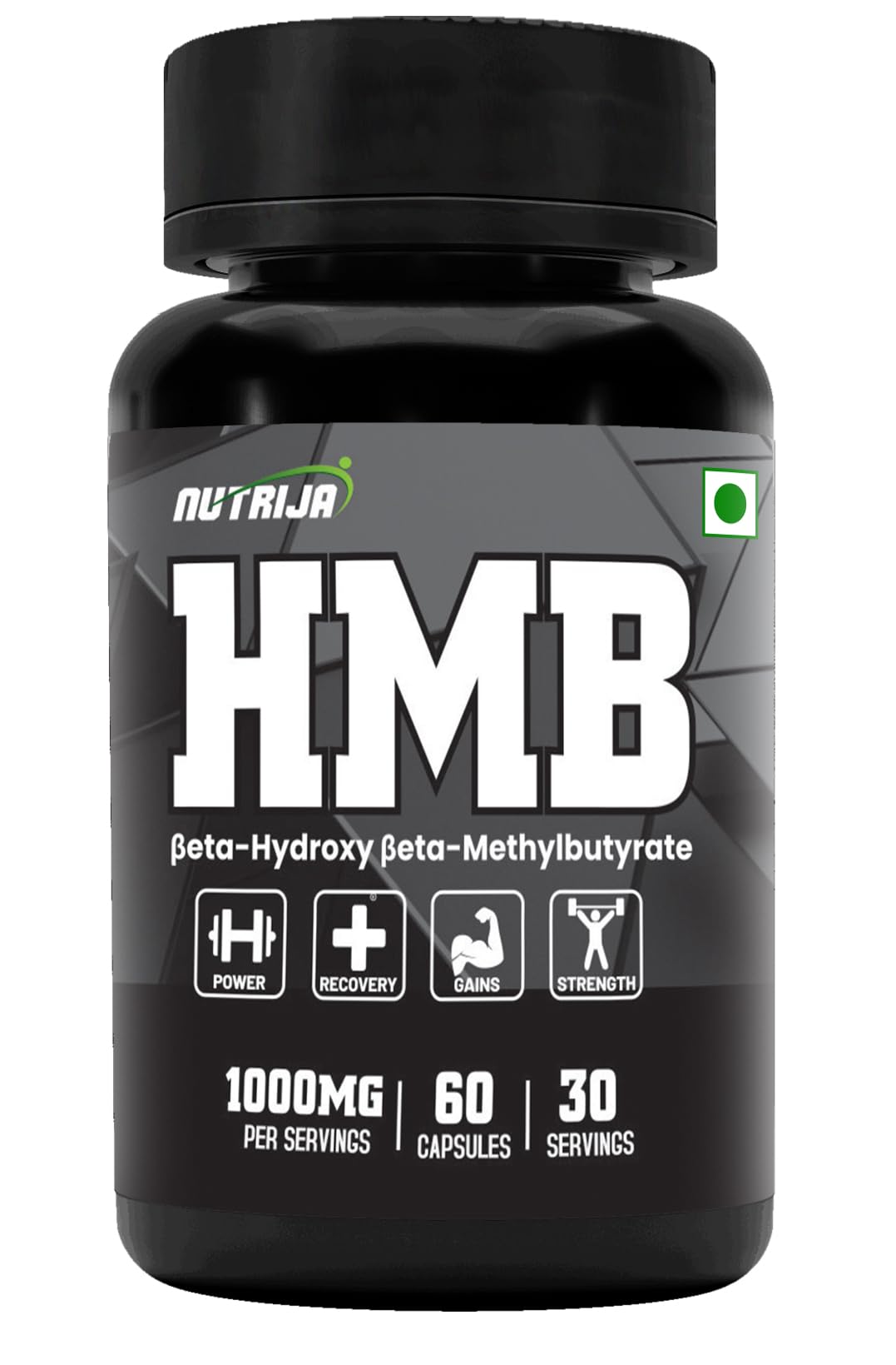 NutriJa HMB 1000MG Capsules (Beta-Hydroxy Beta-Methylbutyrate) - Pure HMB | Prevents Muscle Breakdown, Faster Recovery, Strength (60 Capsules)