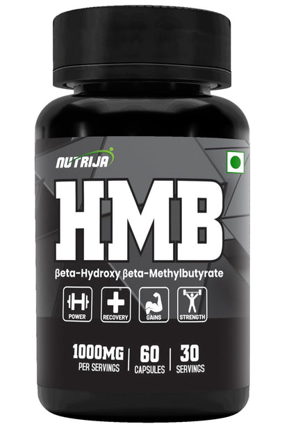 NutriJa HMB 1000MG Capsules (Beta-Hydroxy Beta-Methylbutyrate) - Pure HMB | Prevents Muscle Breakdown, Faster Recovery, Strength (60 Capsules)