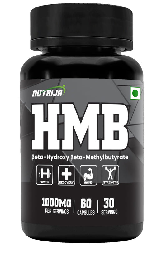NutriJa HMB 1000MG Capsules (Beta-Hydroxy Beta-Methylbutyrate) - Pure HMB | Prevents Muscle Breakdown, Faster Recovery, Strength (60 Capsules)