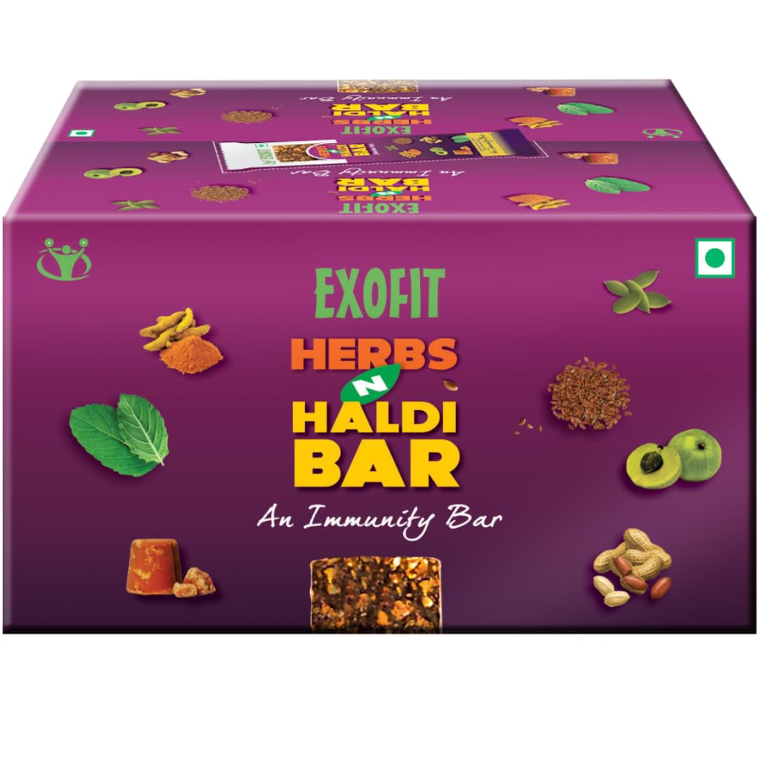 Exofit Herbs 'N' Haldi bar (Pack of 6 Bar), Tasteful with pleasant flavors, best available in the market,Rich source of high minerals, No added sugar, No artificial color added (210 gram)
