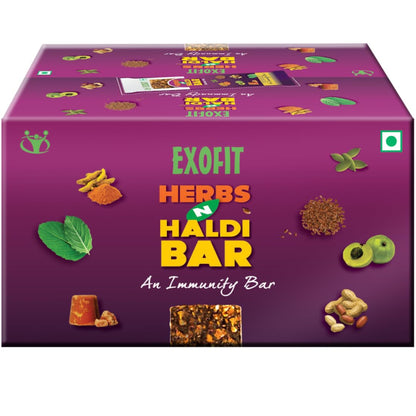 Exofit Herbs 'N' Haldi bar (Pack of 6 Bar), Tasteful with pleasant flavors, best available in the market,Rich source of high minerals, No added sugar, No artificial color added (210 gram)