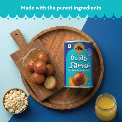 GO DESi - Gulab Jamun | Made with Pure Cow Ghee | 9 pieces| 500 grams| Indian Mithai | Classic sweets | Sweets Gift Pack