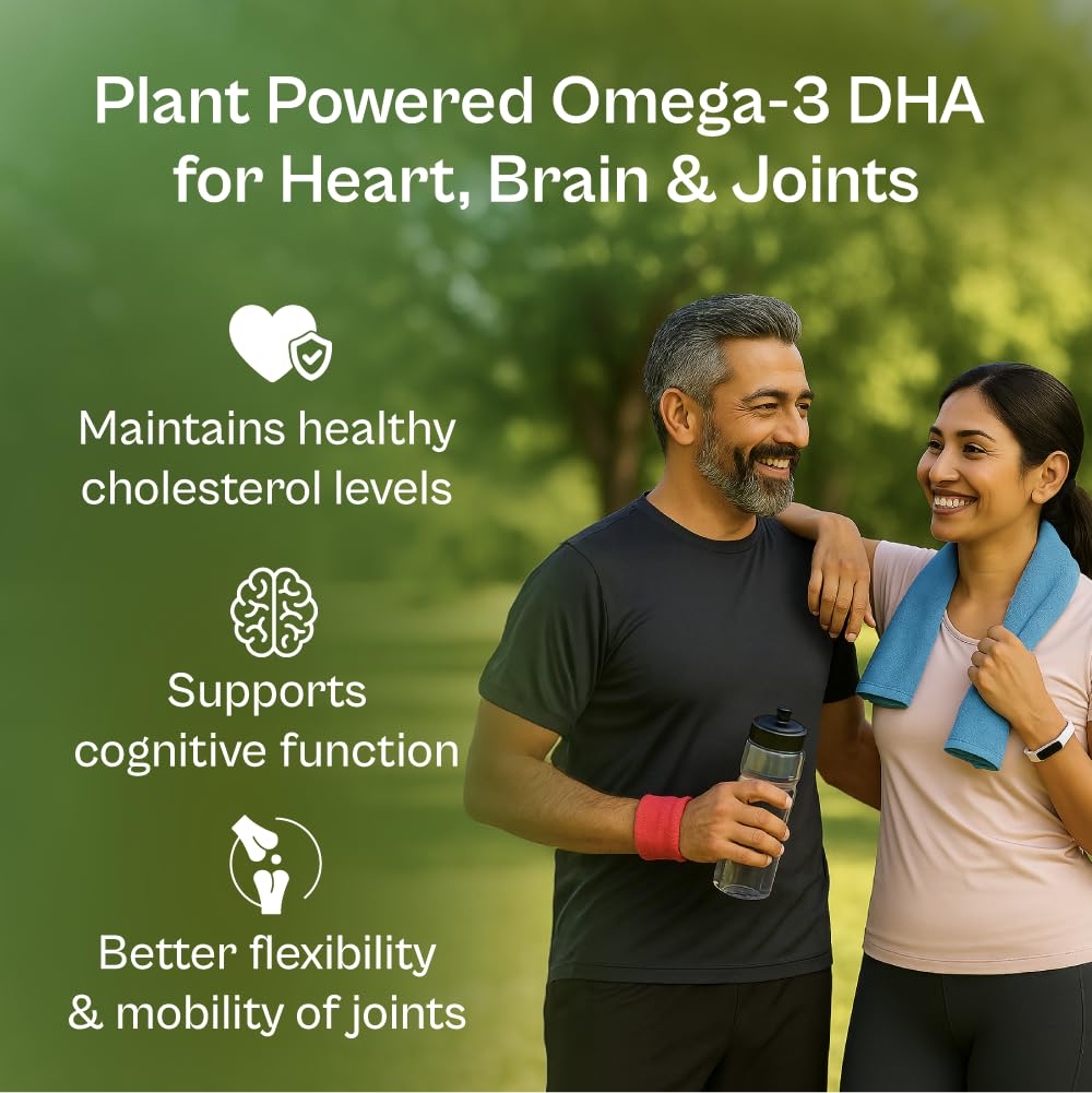 Tata 1mg Vegetarian Omega |1000 mg Algal Oil with 400mg DHA | Plant-Based Omega-3 | Supports Heart, Brain & Joint Health | 60 Veg Capsules