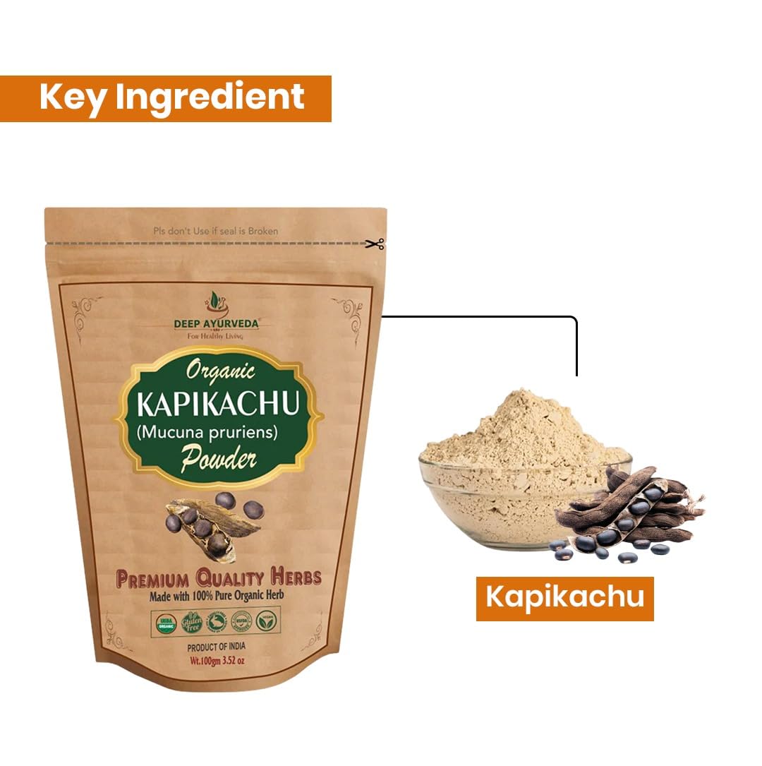 Organic Kapikachhu Powder | Mucuna Pruriens Powder | Herbal Ayurvedic Supplement | Natural Plant-Based Powder for Energy & Wellness | 100g