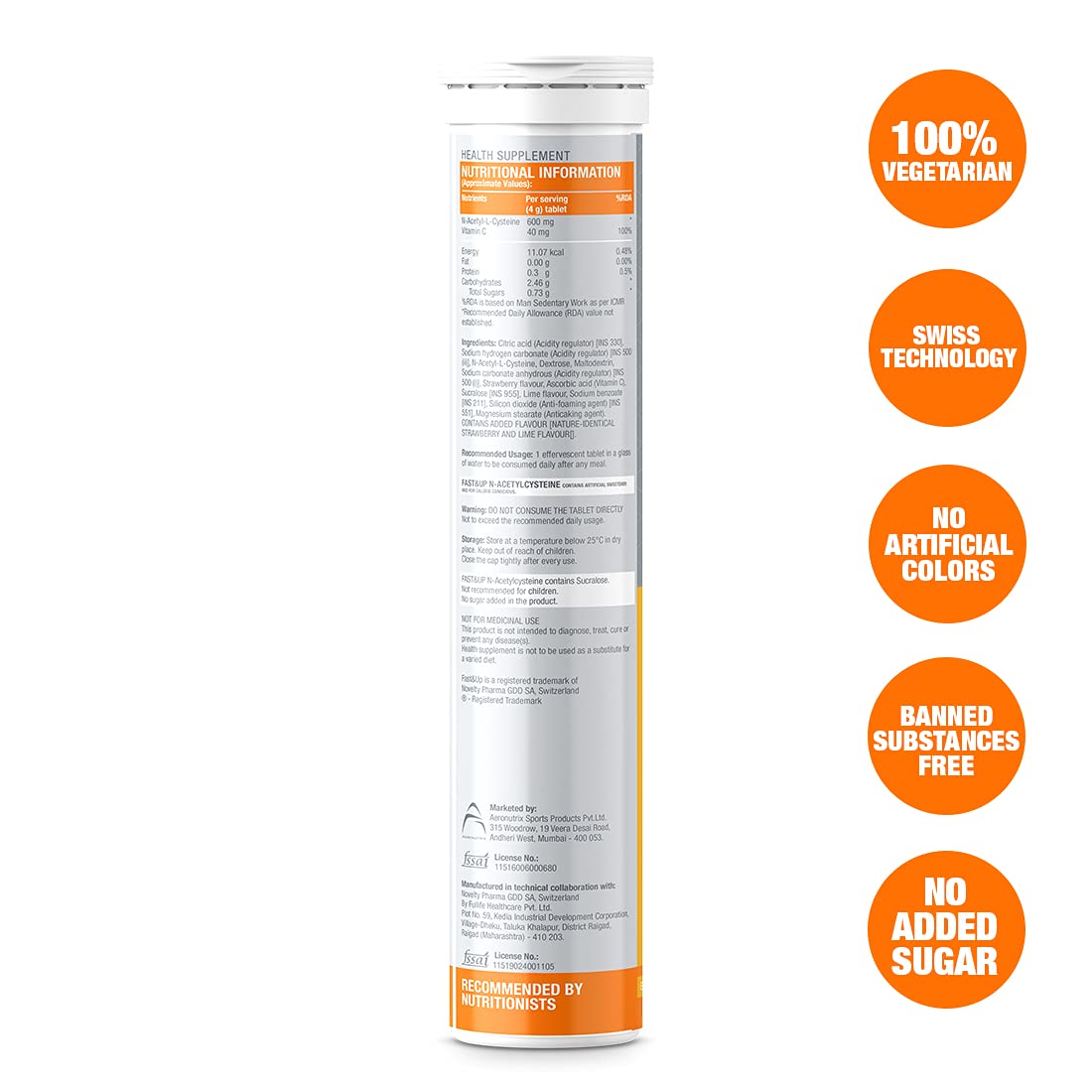 FAST&UP NAC (N-Acetylcysteine) + Vitamin C- Strawberry Flavour (Pack of 20 Effervescent Tablets), White & Fast&Up Magnesio - Restful Sleep Supplement - (20 Effervescent Tablets, Lime & Lemon Flavor)
