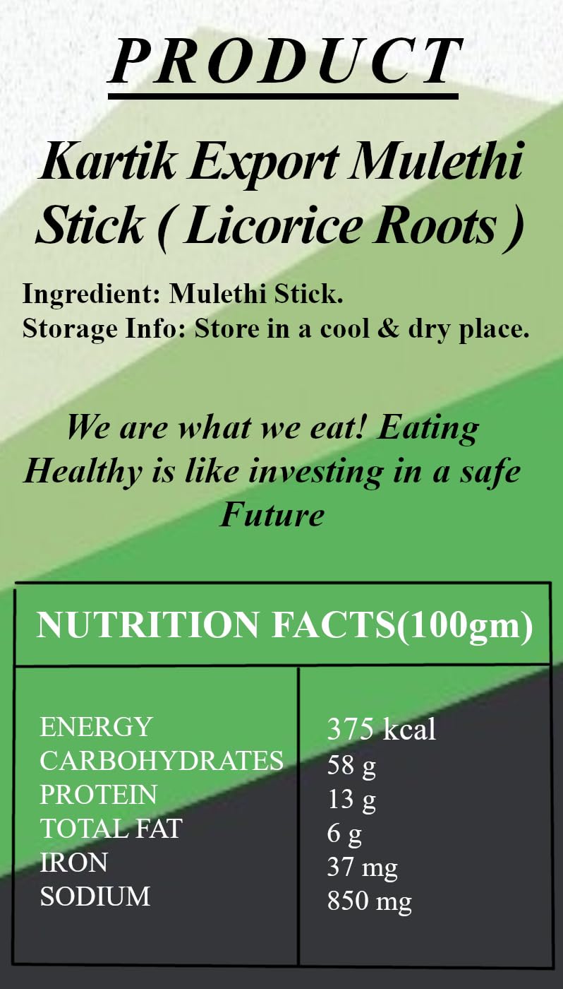 Kartik Export Mulethi Root Stick for Eating - Licorice Root - Athimathuram - Jesthamadh for Health Care - 250 Grams