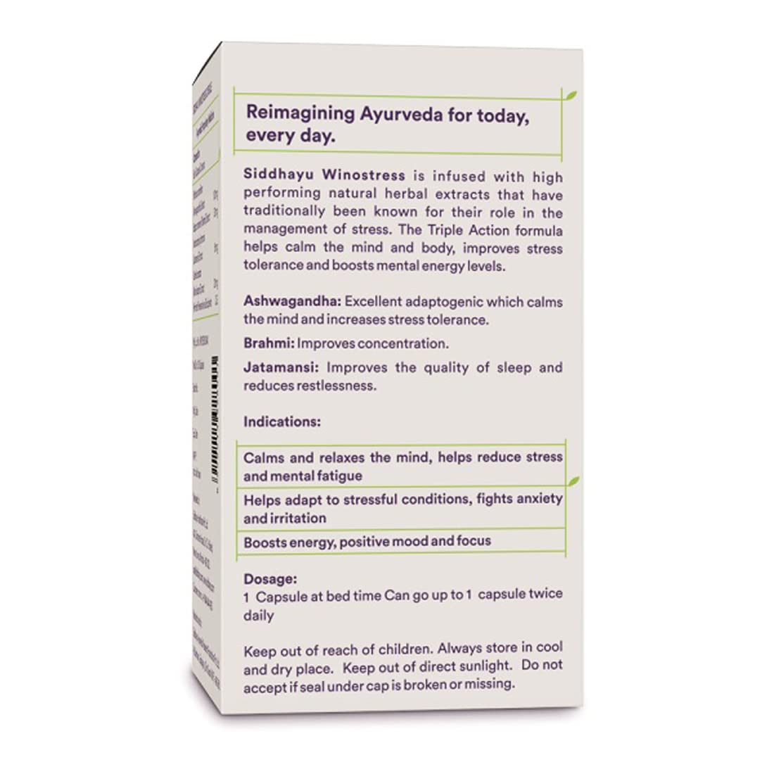 Siddhayu Winostress (From the house of Baidyanath) | Herbal Stress Support Tablets - 30 Capsules X 1