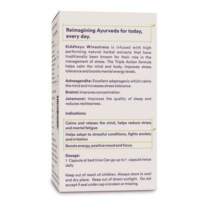 Siddhayu Winostress (From the house of Baidyanath) | Herbal Stress Support Tablets - 30 Capsules X 1