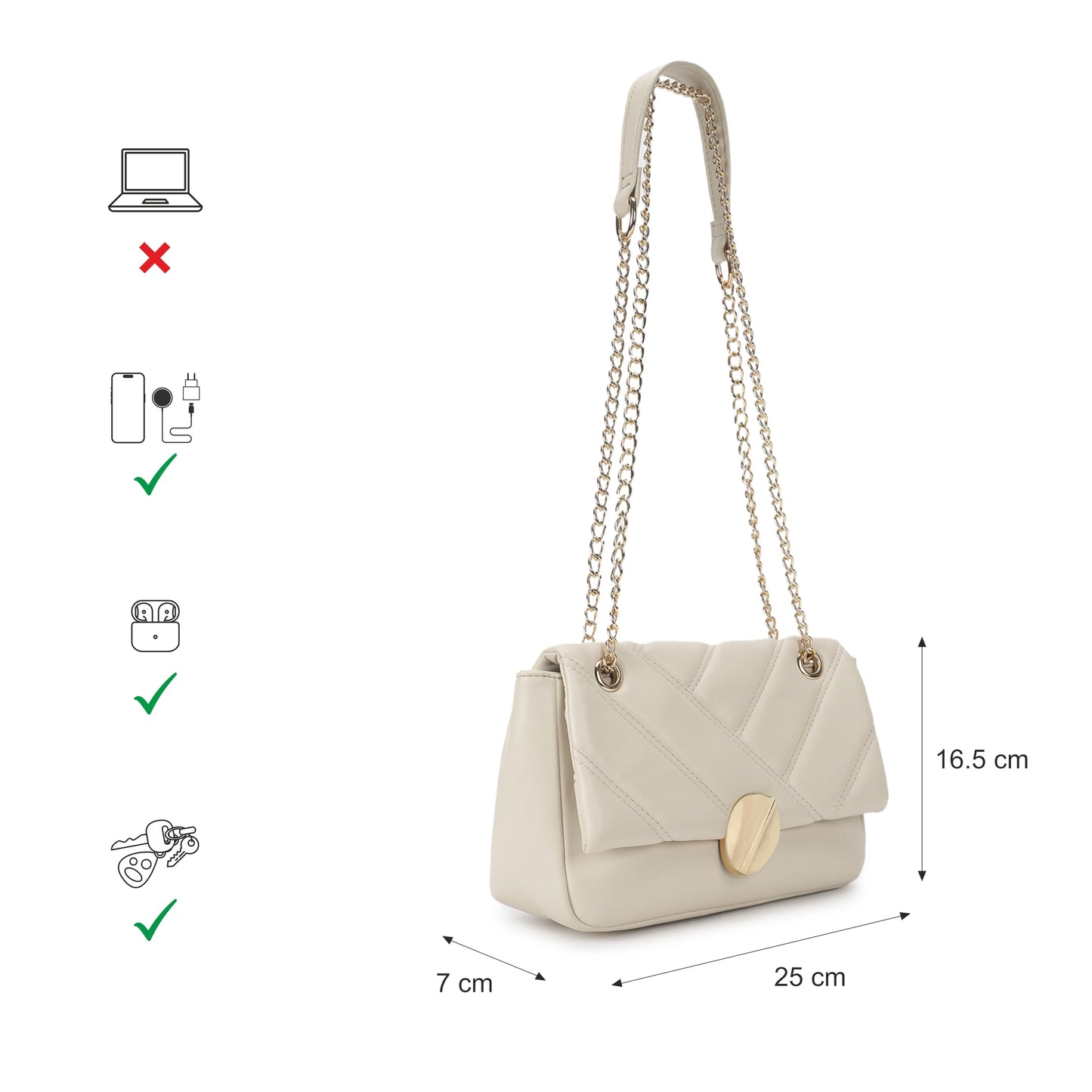 Fastrack Casual Sling Bag with Magnetic Closure for Girls, Medium Size with Internal Zipper, Made with High-Quality Faux Leather, Versatile and Durable Design