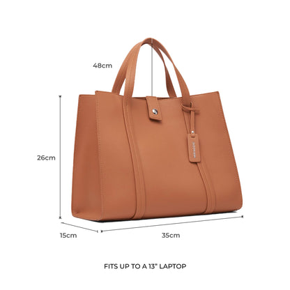 Miraggio Grace Solid Tote Bag For Women With Adjustable & Detachable Sling | Tote Bag For Women Stylish (Tan)
