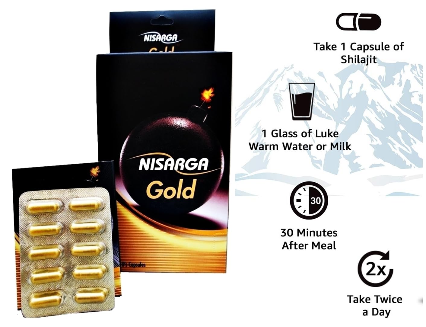 Neuhack Nisarga Gold Shilajit Capsules with Ashwagandha, Kaunch Beej for Strength, Stamina, Vigor supplement | 20 Capsules