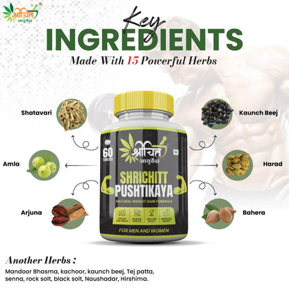 Shrichitt Ayurveda Pushtikaya Tablets for Healthy | Herbal Ayurvedic Supplement for Strength & Nutrition Support (60 Tablets Pack of 1)