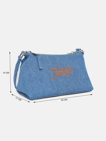 Tommy Hilfiger Logo Blue Cotton Sling Bag