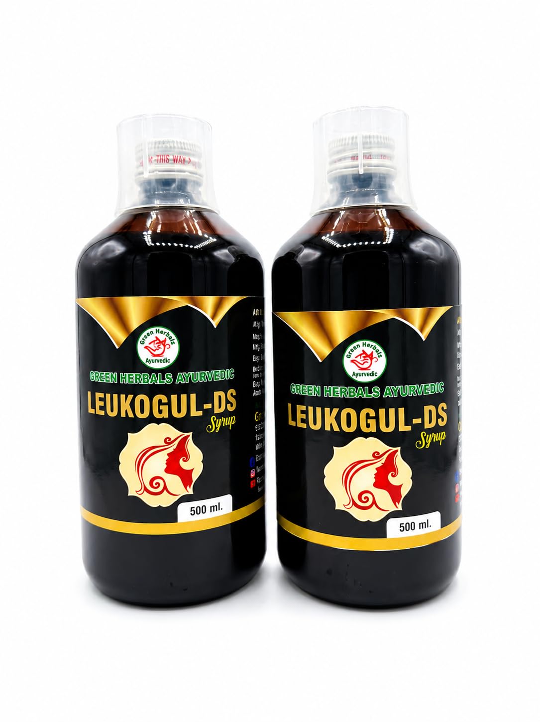 GREEN HERBALS AYURVEDIC Leukogul-DS Syrup for Women's Health Support, Ayurvedic Herbal Formula, Supports Vaginal Health & Hormonal Balance, 500ml, Pack of 2