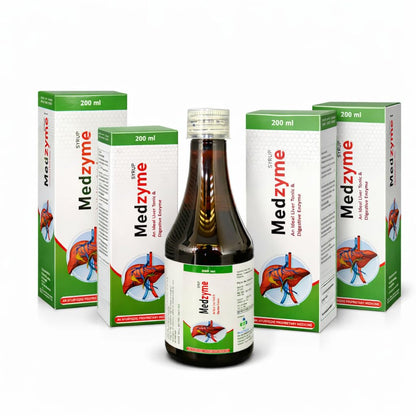 MedG Pharma Medzyme Liver Tonic with Digestive Enzyme Syrup 200ml – Ayurvedic Liver Health Tonic with Herbal Ingredients for Digestion and Appetite Support