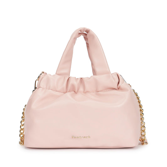 Fastrack Ruched Sling Bag for Women | Compact Faux Leather Crossbody with Detachable Chain Strap, Magnet Closure and Inner Pockets | Minimalist Everyday Sling for Casual and Evening Looks