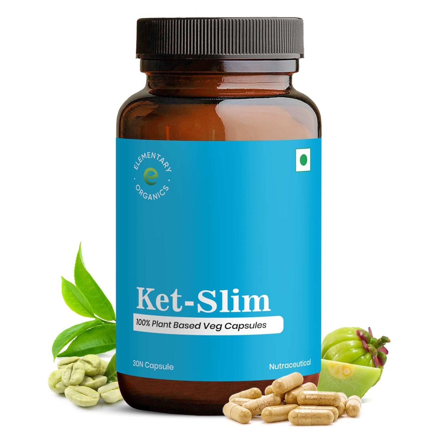 Elementary Organics Keto Capsules with Garcinia Cambogia and Green Coffee for Weight Management (800 mg) 30 Capsule
