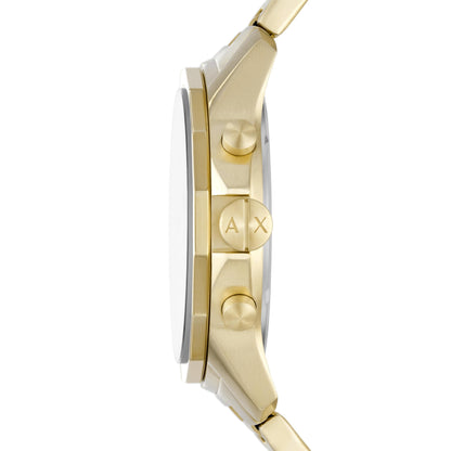 Armani Exchange Stainless Steel Analog Gray Dial Men Watch-Ax1721, Gold Band