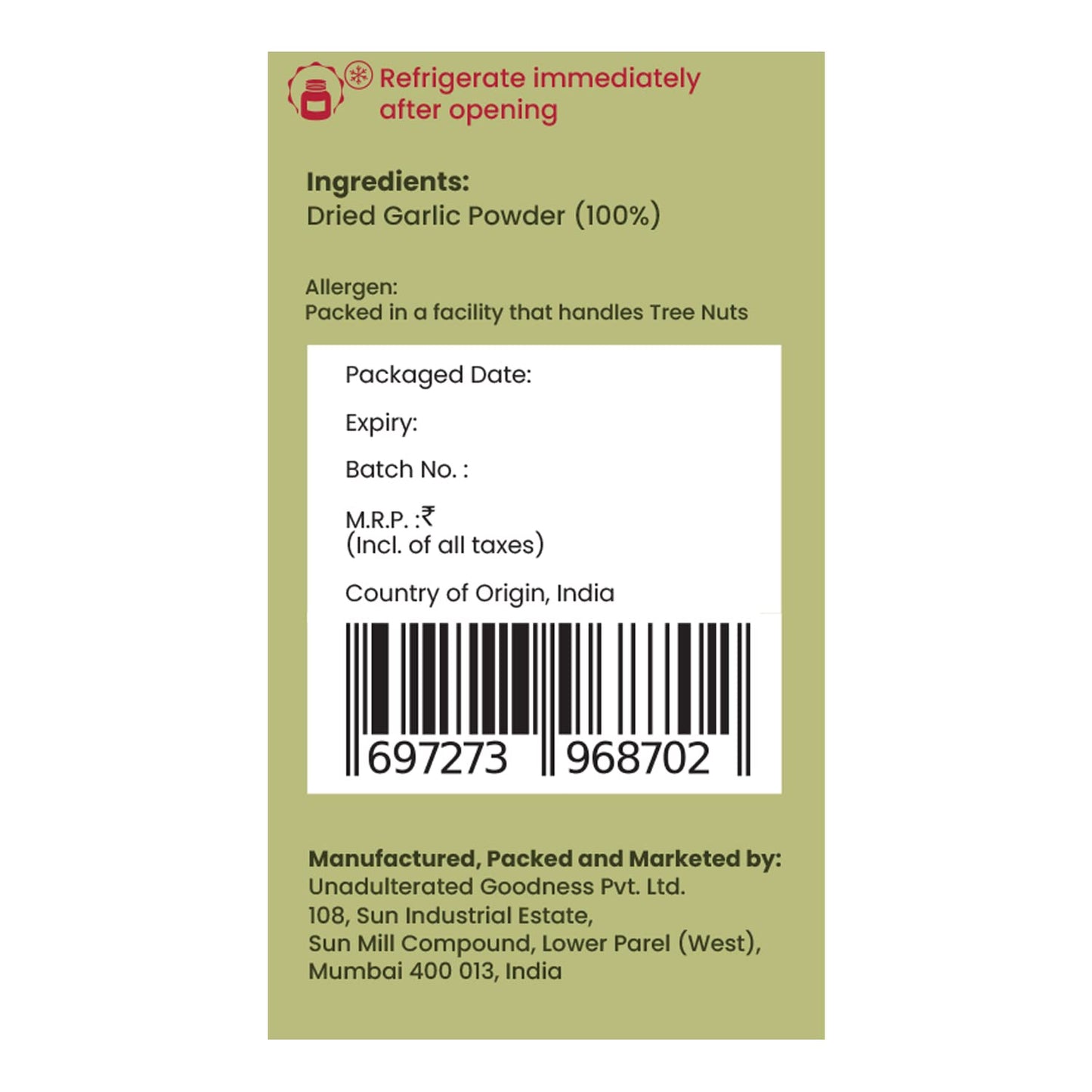 CRISTA Dehydrated Garlic Powder | 100% Pure Lehsun Powder | Ready to use | Farm Fresh | Zero added Colours, Fillers, Additives & Preservatives | 45 gms