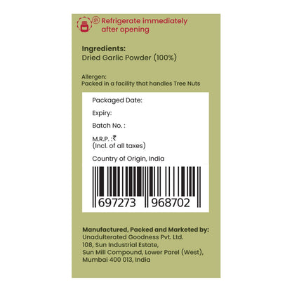 CRISTA Dehydrated Garlic Powder | 100% Pure Lehsun Powder | Ready to use | Farm Fresh | Zero added Colours, Fillers, Additives & Preservatives | 45 gms