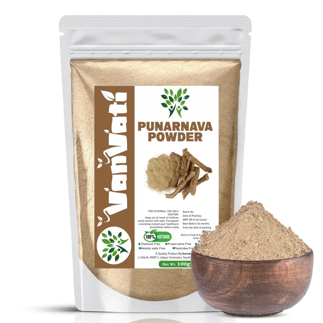 VANVATI Pure Punarnava Powder Herbal Powder For Kidney Health Care And Wellness 100gm