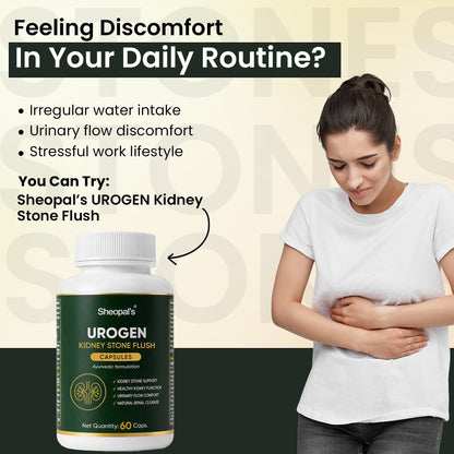 Sheopal's Urogen Kidney Stone Flush Capsules | Ayurvedic Proprietary Medicine | Pashanbhed, Gokshura, Punarnava, Varun, Shilajit | Urinary Comfort & Natural Renal Cleanse | 60 Caps