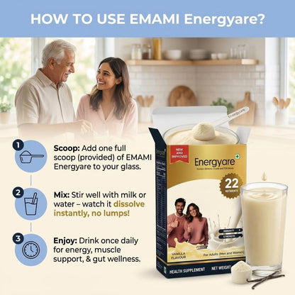 Energyare Protein Powder 700g (Vanilla Flavour) | Nutritional Supplement for Daily Nutrition | High Protein, High Fiber Formula |Daily Nutrition Drink Mix for Active Lifestyle