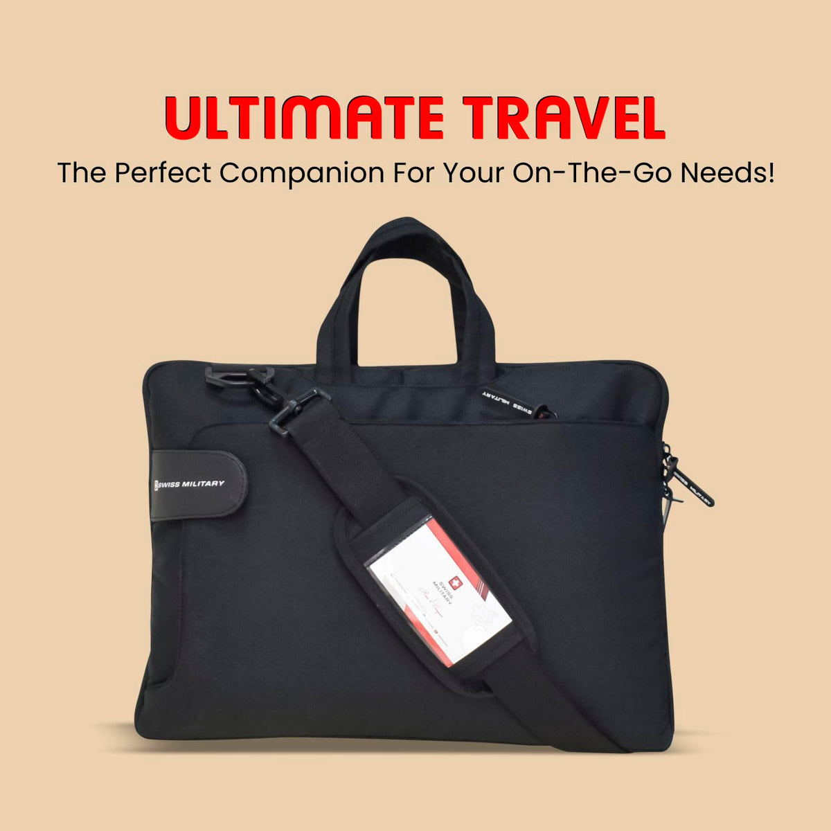 SWISS MILITARY Glide Laptop Sling Bag 3L, 15.6" Laptop Compartment Messenger Bag, Quick Access Pocket & Adjustable Strap | Travel Use Briefcase for Office Business Professional Men & Women Navy