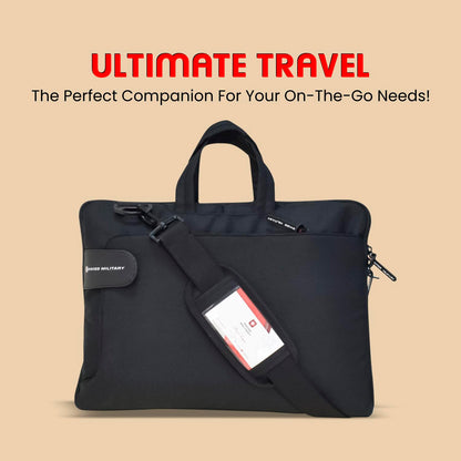 SWISS MILITARY Glide Laptop Sling Bag 3L, 15.6" Laptop Compartment Messenger Bag, Quick Access Pocket & Adjustable Strap | Travel Use Briefcase for Office Business Professional Men & Women Navy