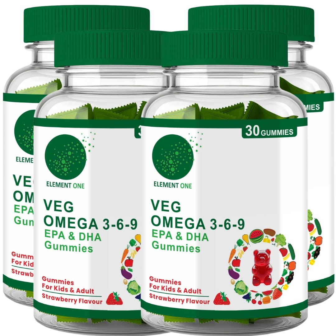 Veg Algal Omega 3 with Flaxseed Omega 3-6-9, Herbal Extracts & Essential Vitamins – Plant-Based DHA, Vegetarian Nutrition for Brain, Heart, Eye & Daily Wellness Support Pack of 4