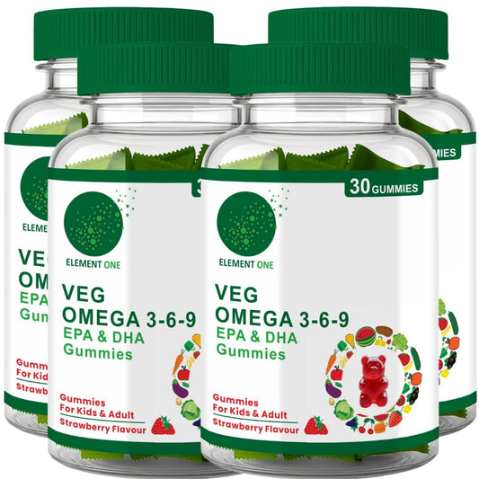 Veg Algal Omega 3 with Flaxseed Omega 3-6-9, Herbal Extracts & Essential Vitamins – Plant-Based DHA, Vegetarian Nutrition for Brain, Heart, Eye & Daily Wellness Support Pack of 4