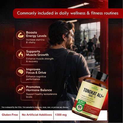 ZESPO Tongkat Ali 100:1 Extract 1300mg 5-in-1 with Korean Ginseng, Beet Root 20:1, L-Arginine & Epimedium Grandiflorum | 60 Veg Capsules | 30 Servings | Herbal Supplement