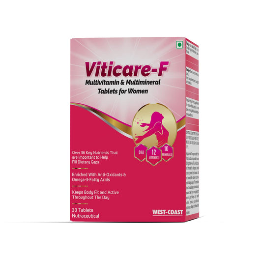 WEST-COAST Viticare F Multivitamin, Multimineral & Antioxidants Tablets, over 24+ key nutrients for daily nutritional requirement with grape seed extract - 30 Tablets