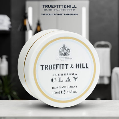 Truefitt & Hill Hair Styling Clay | 100gm | Best for Short to Medium Hair |Strong Hold| Matt Finish |Restylable | Easy Wash Off | Hair Styling Clay|Hair Styling For Men|Safe For Daily Use|Non Greasy|Non Oily Look|Wheat Protein & Limonene