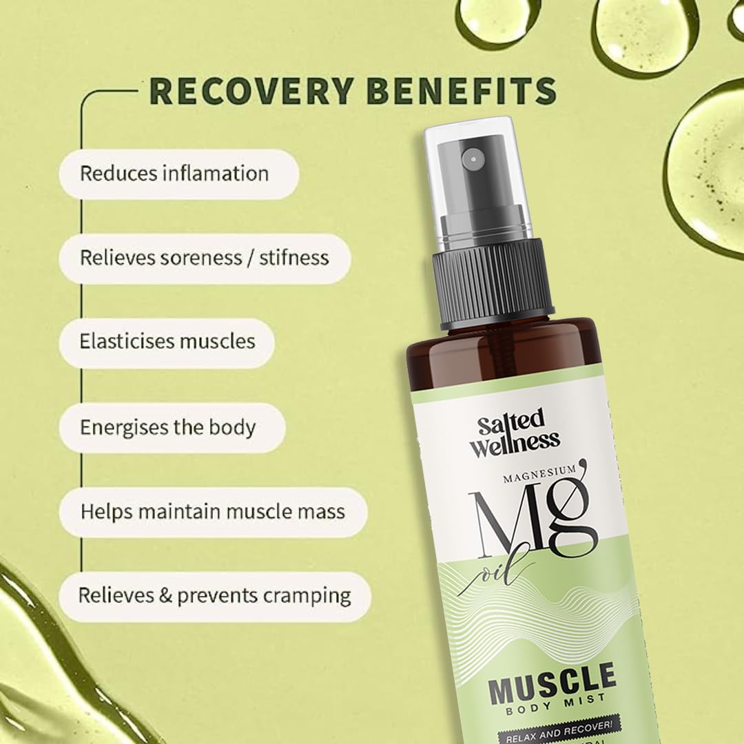 Salted Wellness Magnesium Spray Combo | Muscle Pain Relief & Sleep Support | Magnesium Oil Spray for Muscle Recovery and Better Sleep | 100ml x 2
