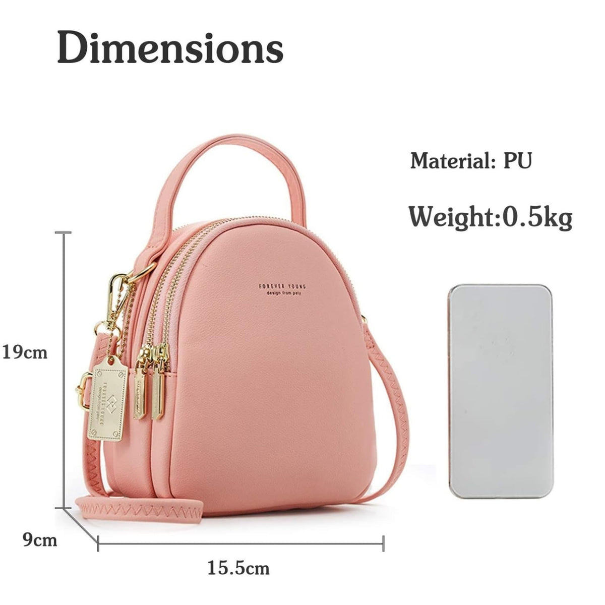 VISMIINTREND Luxury Stylish Small Leather Sling Shoulder Crossbody Bag for Women and Girls | Mobile Side Purse for Ladies | Wallet | Travel | Party | Birthday Gift, Wife, Sister (Pink)