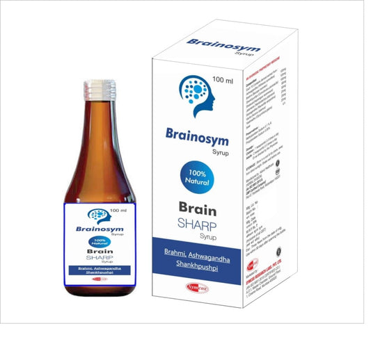 SYMCOX Brainosym Syrup Ayurvedic Brain Tonic | Enriched with Shankhpushpi, Brahmi, Ashwagandha, Shatavari & many more herbs. 100ml syrup Bottle(Pack of 1)