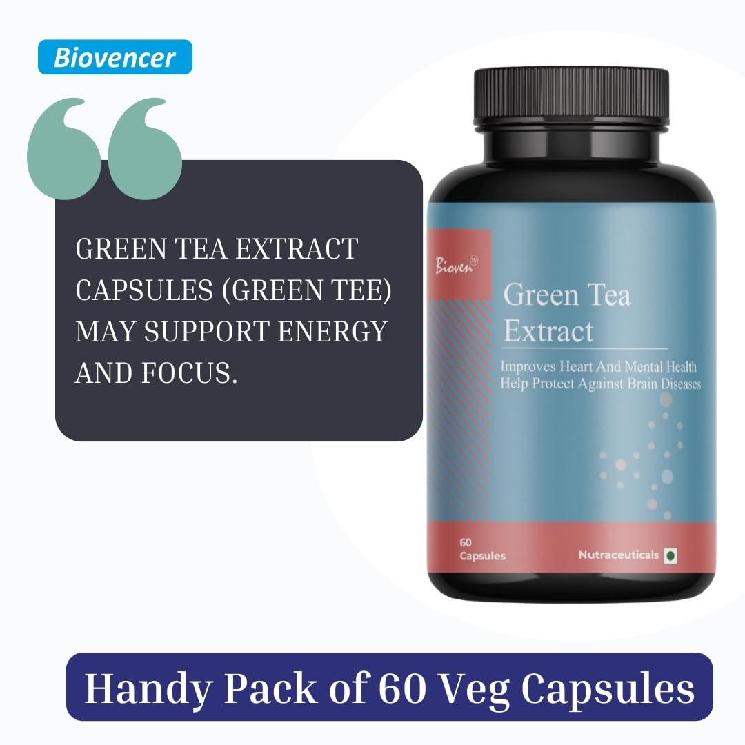 Biovencer Green Tea Extract | Super Antioxidant | Maintain Healthy Weight - 60 Vegetarian Capsules