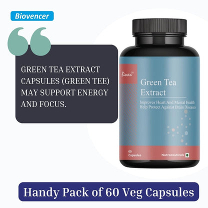Biovencer Green Tea Extract | Super Antioxidant | Maintain Healthy Weight - 60 Vegetarian Capsules