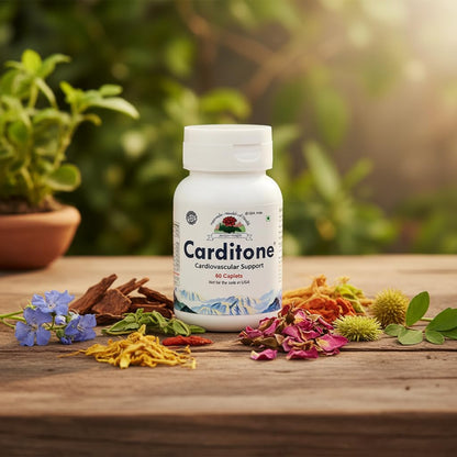 Ayush Herbs Carditone Heart Health Supplement for Women & Men – Natural BP Support Formula with Arjuna, Shankhpushpi, Gokhru, Punarnava, Pushkarmool & Rose Petals – 60 Vegetarian Caplets (1 Count)