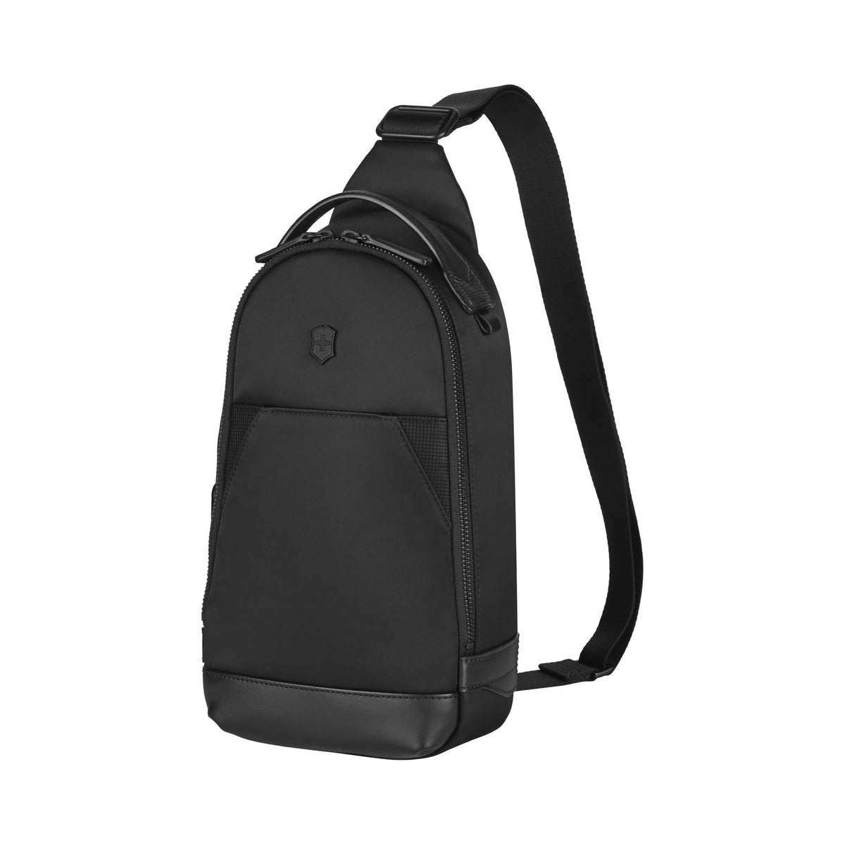 Victorinox Alox Nero Sling Bag (31 cm), 5 litres, Black, Nylon/Leather, 611808|Premium Swiss Sling Bag