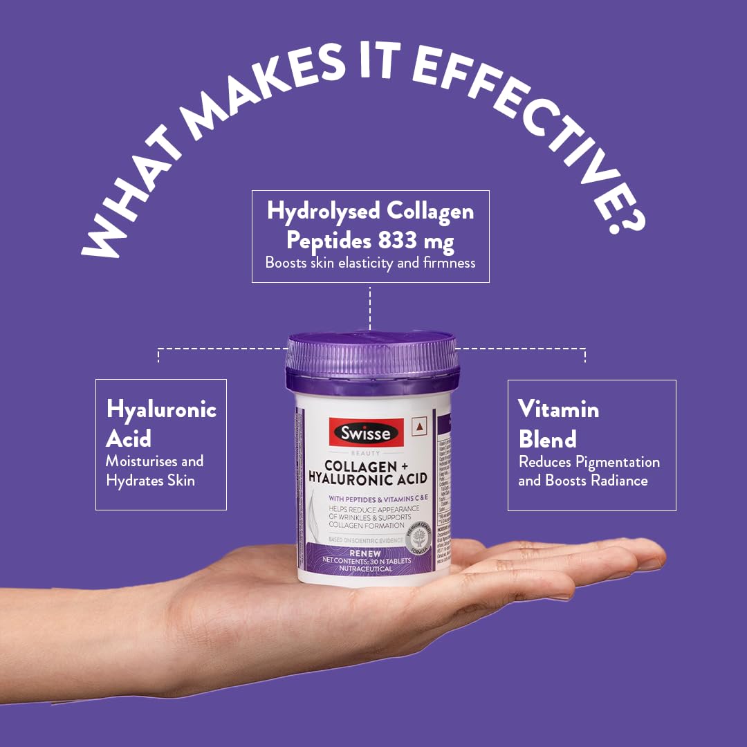 Swisse Collagen+ Hyaluronic Acid with Peptides, Vitamin C & E to Boost- image 8