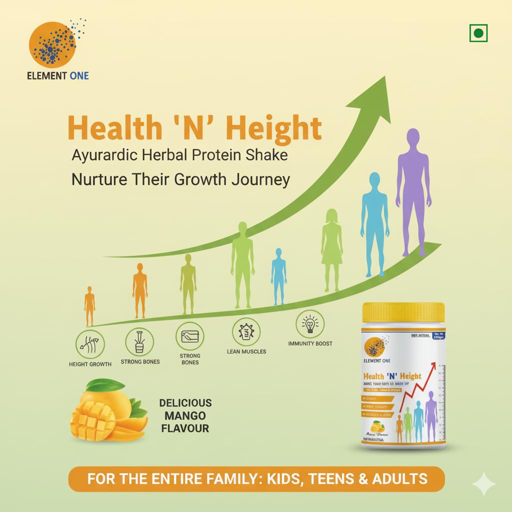 Health N Height Nutritional Powder | Balanced Nutrition with Protein, Vitamins & Minerals | For Kids & Teens | Mango Flavours |