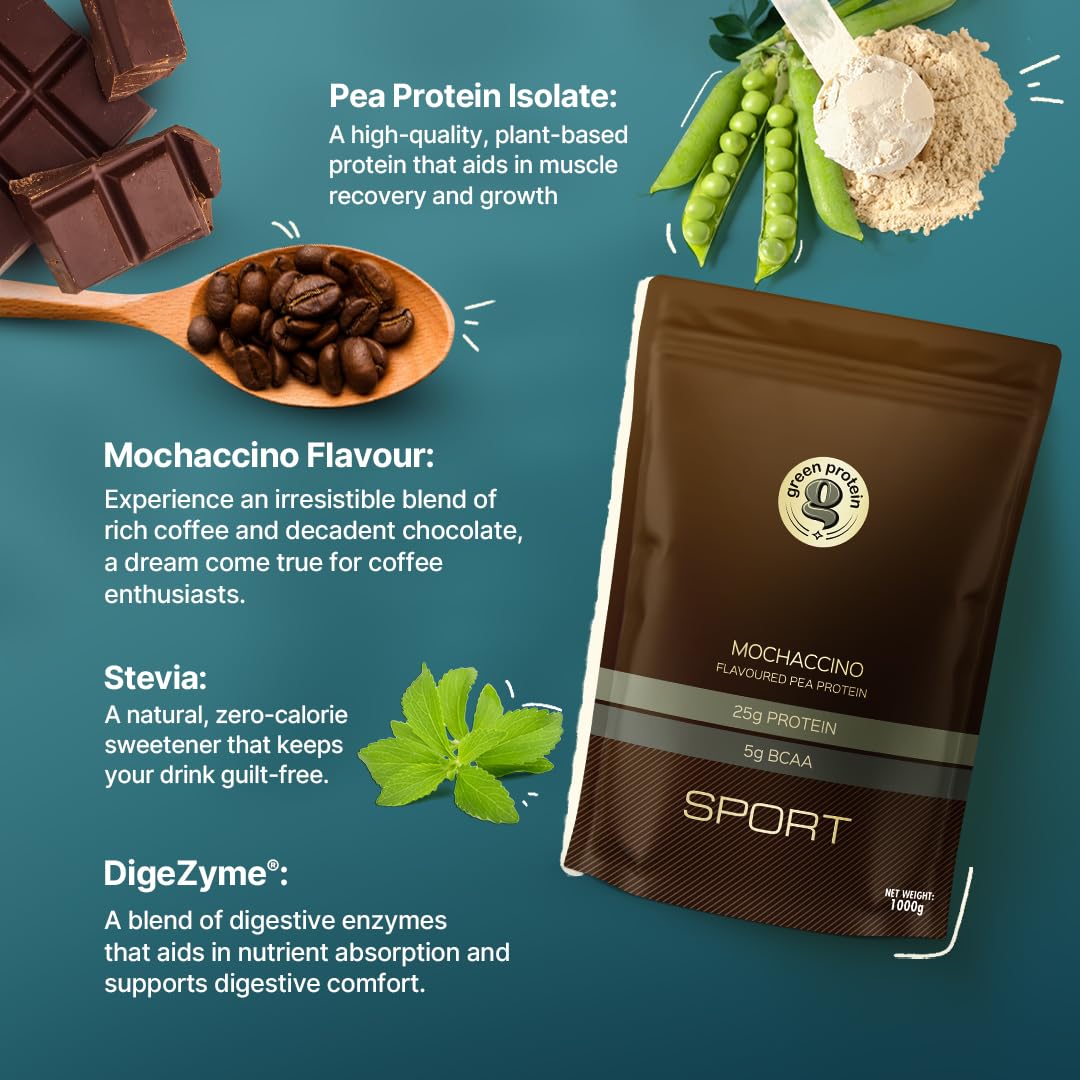 GREEN PROTEIN Sport Vegan Plant Pea Protein Isolate Powder, 25gm Protei- image 6