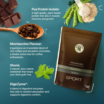 GREEN PROTEIN Sport Vegan Plant Pea Protein Isolate Powder, 25gm Protei- image 6