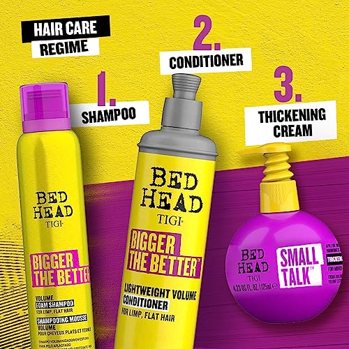 Bed Head TIGI Small Talk Hair Thickening Cream for Fine, Thin & Flat Hair, Builds up Body & Hair Volume, Leave-In Hair Styling Cream For Frizzy Hair, Salon-like Finish, Retains Hair Moisture & Prevents Fly-Aways, Volumizing Cream for Thicker-Looking Hair,